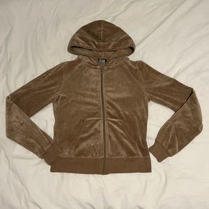 Light brown mocha vintage velour track jacket